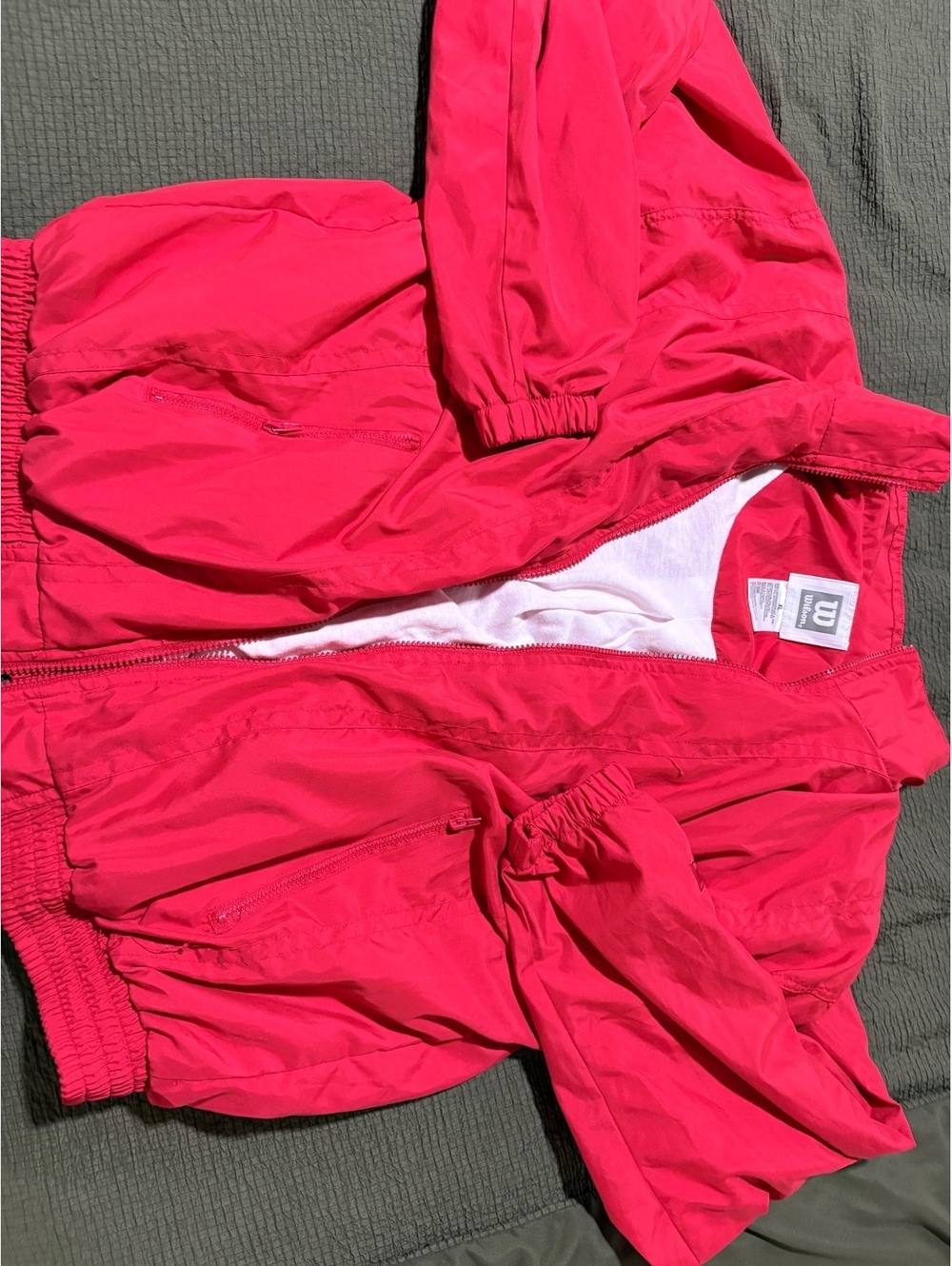 Vintage 90s Wilson Track Jacket Windbreaker Red Size XL Made in Taiwan